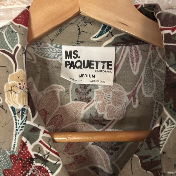 Vintage Ms. Paquette USA Two-Piece Top Flare Skirt Button Up Set Boho Floral-M - Picture 3 of 16